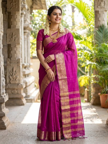 Ambrapali By Aab Mercerised Silk Border Saree